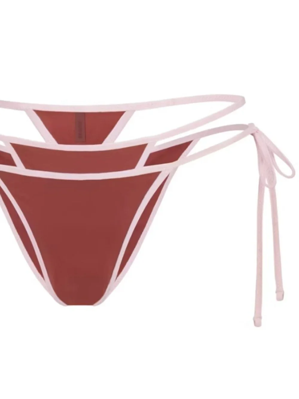 NEW SKIMS Signature Swim Layered Tie Side Bikini Bottom Henna Contrast Large NWT